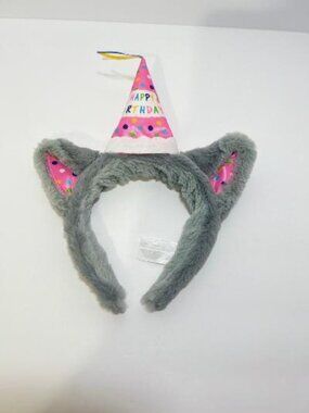 Great Wolf Lodge PINK Headband Birthday Party Hat Plush Gray Fur Ears